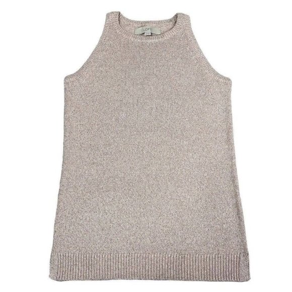 LOFT Womens Sweater Tank Top Size XXS Sleeveless Pink Metallic Gold Threading‎ - Picture 1 of 8